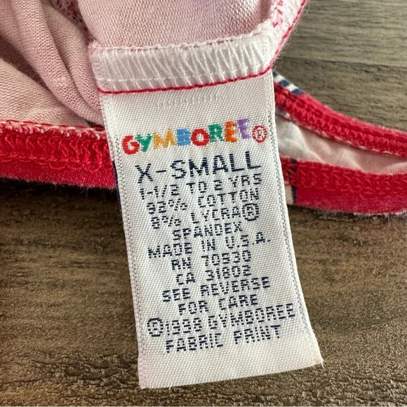 Vintage 1998 Gymboree Baby Girls XS Red Stars Stripes Knit Swimsuit Ruffle Blue - Picture 4 of 5